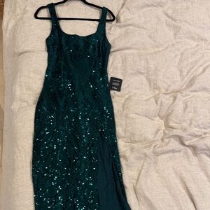 Lulu's Teal Sequin Maxi Dress